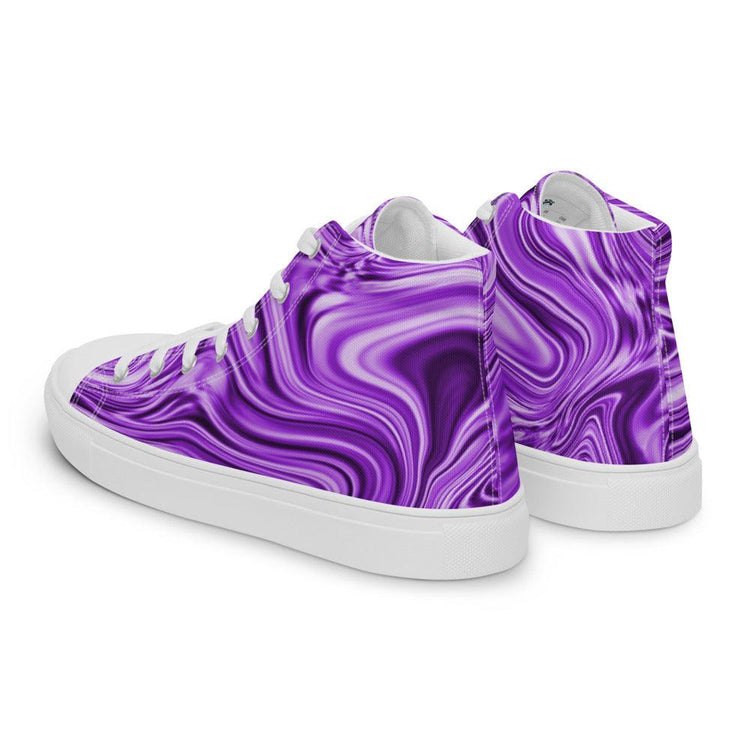 Purple Marble Men’s High Top Canvas Shoes - MessyBunFun - Your Destination for Stylish Unisex Clothing, Tops and bottoms - MessyBunFun.com