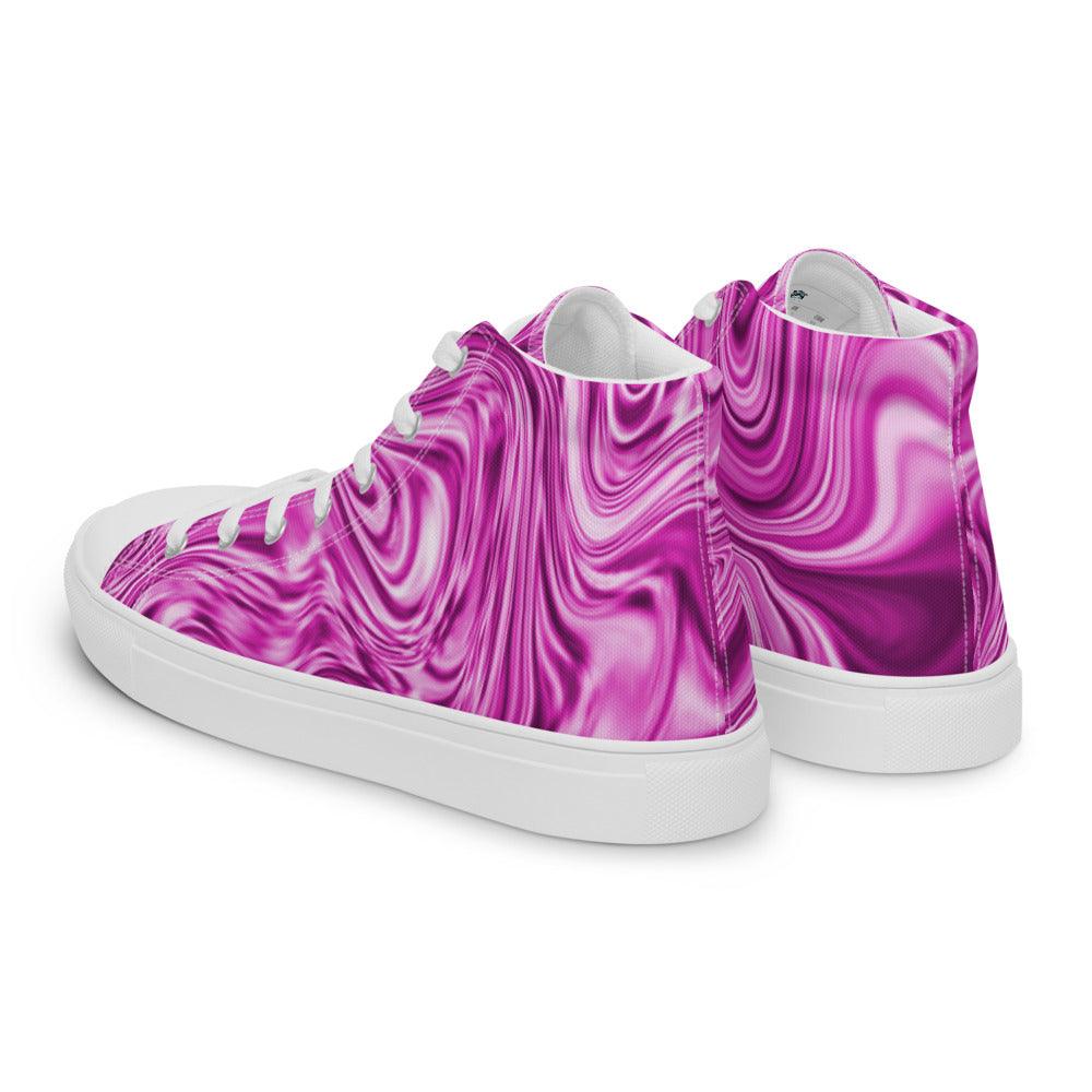 Pink Marble Men’s High Top Canvas Shoes - MessyBunFun - Your Destination for Stylish Unisex Clothing, Tops and bottoms - MessyBunFun.com