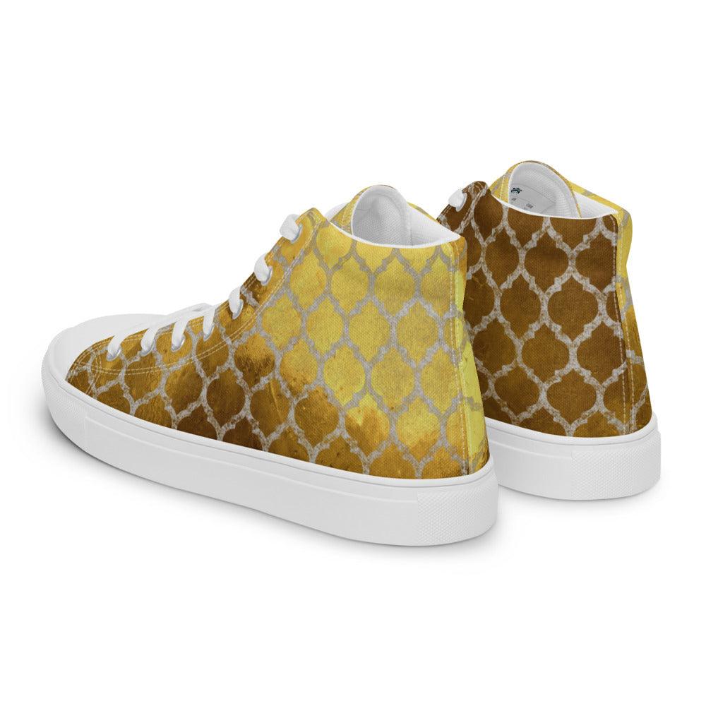 Golden Morocco Men’s High Top Canvas Shoes - MessyBunFun - Your Destination for Stylish Unisex Clothing, Tops and bottoms - MessyBunFun.com