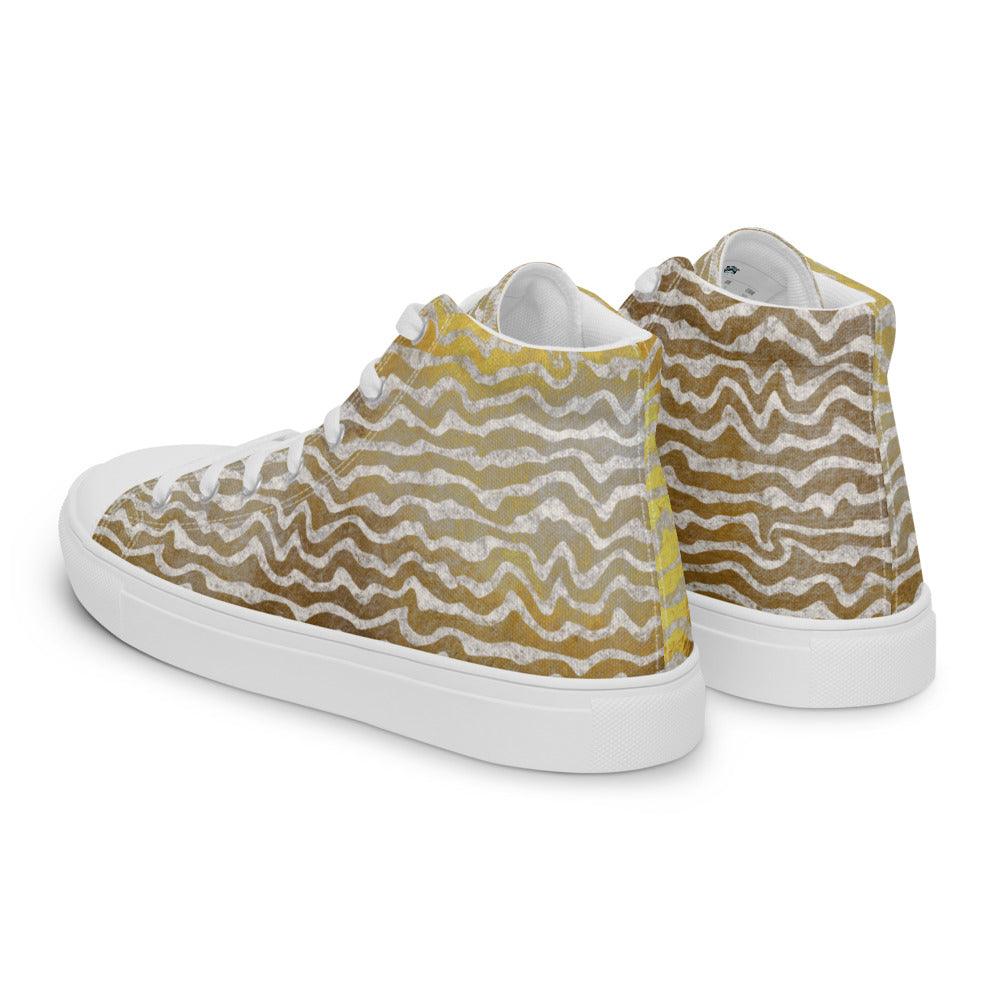 Golden Static Men’s High Top Canvas Shoes - MessyBunFun - Your Destination for Stylish Unisex Clothing, Tops and bottoms - MessyBunFun.com