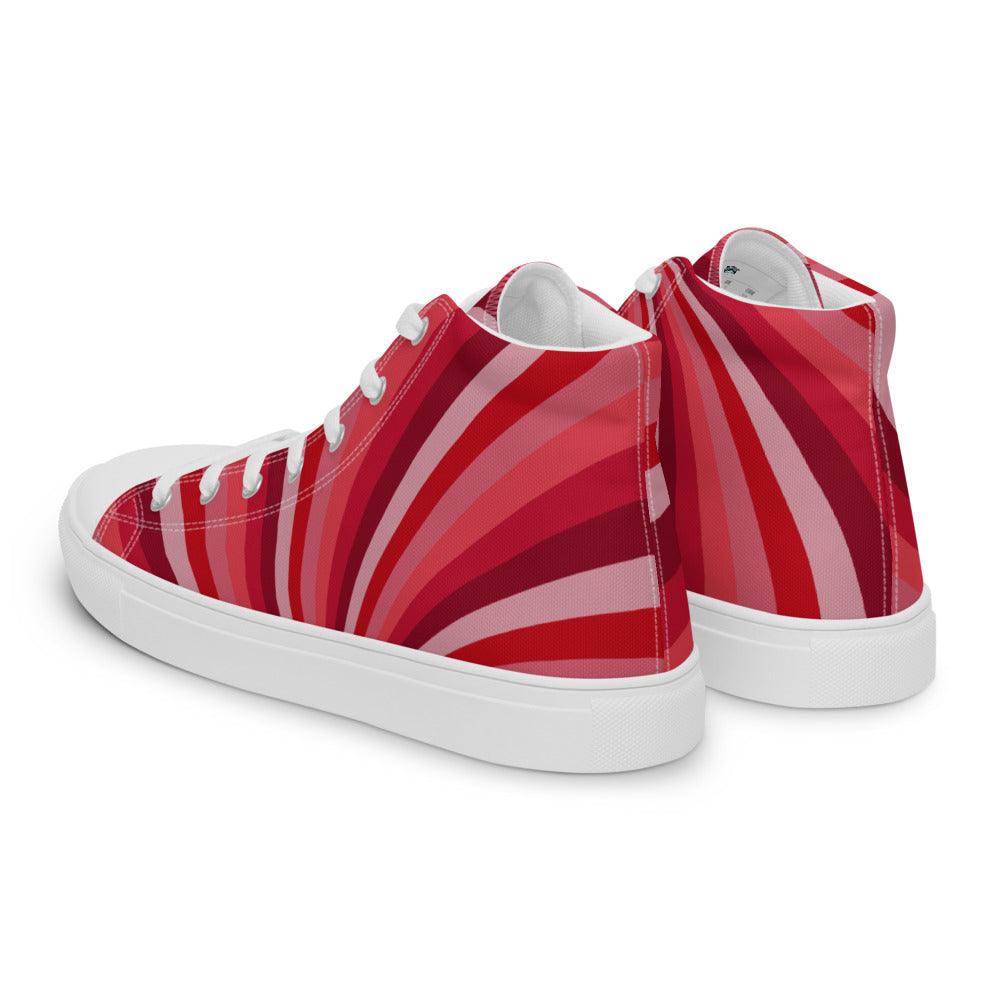 Red Sunrise Men’s High Top Canvas Shoes - MessyBunFun - Your Destination for Stylish Unisex Clothing, Tops and bottoms - MessyBunFun.com