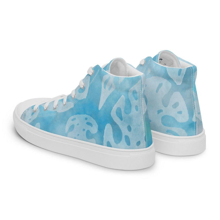 Teal Monstera Men’s High Top Canvas Shoes