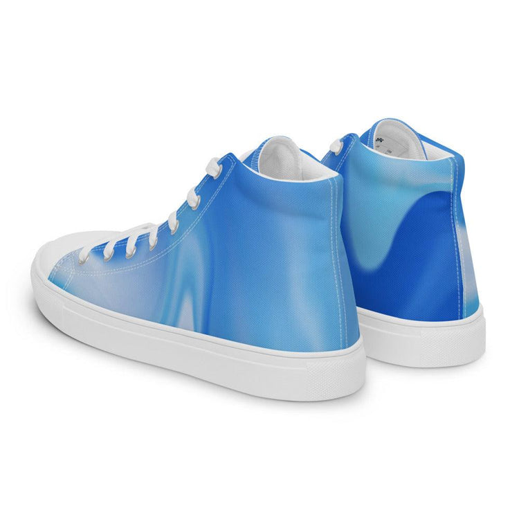 Blue Wave Men’s High Top Canvas Shoes - MessyBunFun - Your Destination for Stylish Unisex Clothing, Tops and bottoms - MessyBunFun.com