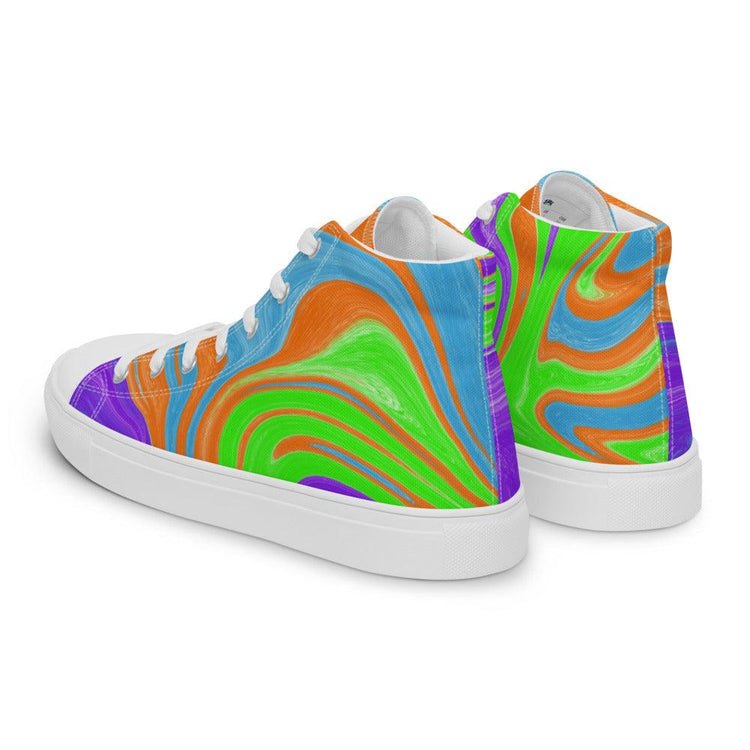 Neon Spill Men’s High Top Canvas Shoes - MessyBunFun - Your Destination for Stylish Unisex Clothing, Tops and bottoms - MessyBunFun.com