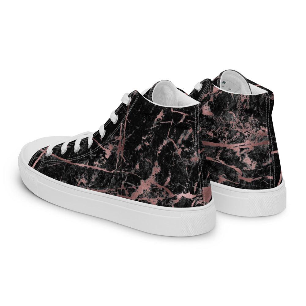 Bubble Gum Black Splatter Men’s High Top Canvas Shoes - MessyBunFun - Your Destination for Stylish Unisex Clothing, Tops and bottoms - MessyBunFun.com