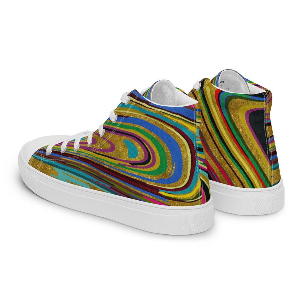 Multi Swirl Men’s High Top Canvas Shoes - MessyBunFun - Your Destination for Stylish Unisex Clothing, Tops and bottoms - MessyBunFun.com