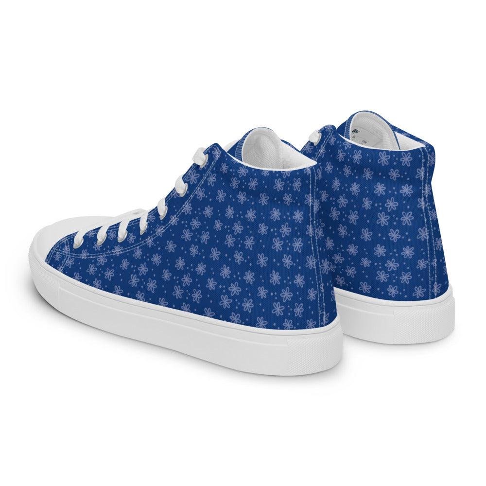 Calico Blue Men’s High Top Canvas Shoes - MessyBunFun - Your Destination for Stylish Unisex Clothing, Tops and bottoms - MessyBunFun.com