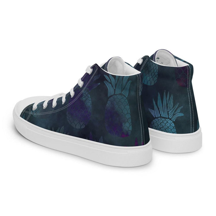 Teal Pineapple Men’s High Top Canvas Shoes - MessyBunFun - Your Destination for Stylish Unisex Clothing, Tops and bottoms - MessyBunFun.com