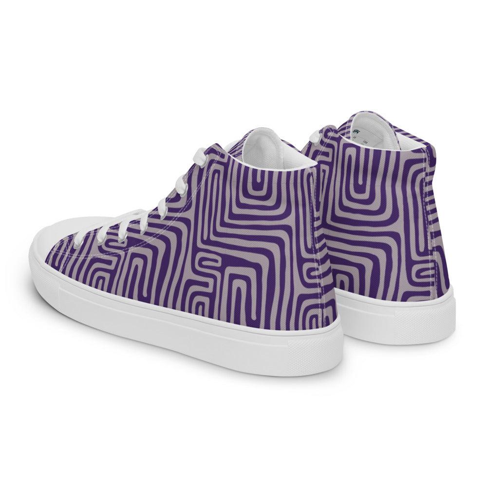 Purple Maze Men’s High Top Canvas Shoes - MessyBunFun - Your Destination for Stylish Unisex Clothing, Tops and bottoms - MessyBunFun.com