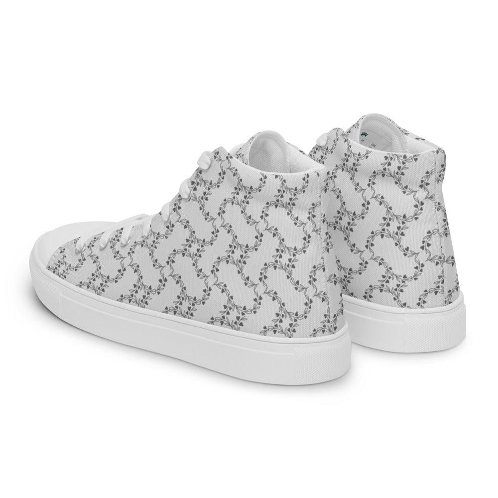 White Vines Men’s High Top Canvas Shoes - MessyBunFun - Your Destination for Stylish Unisex Clothing, Tops and bottoms - MessyBunFun.com