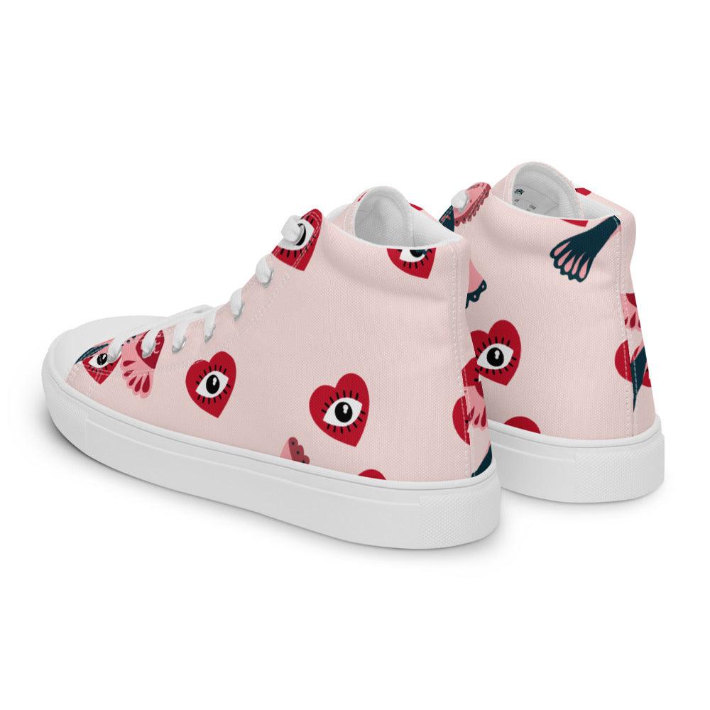 Watching You Men’s High Top Canvas Shoes - MessyBunFun - Your Destination for Stylish Unisex Clothing, Tops and bottoms - MessyBunFun.com