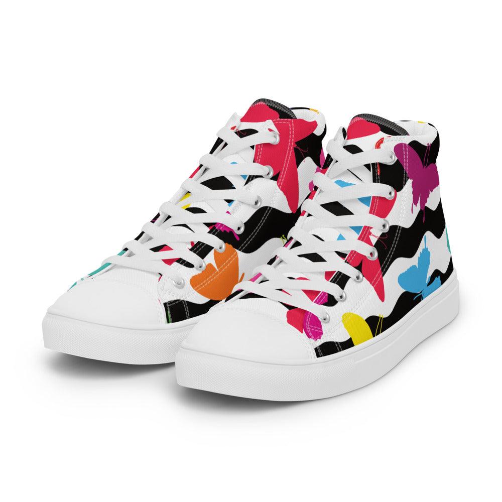 Butterfly Zig Zag Men’s High Top Canvas Shoes - MessyBunFun - Your Destination for Stylish Unisex Clothing, Tops and bottoms - MessyBunFun.com