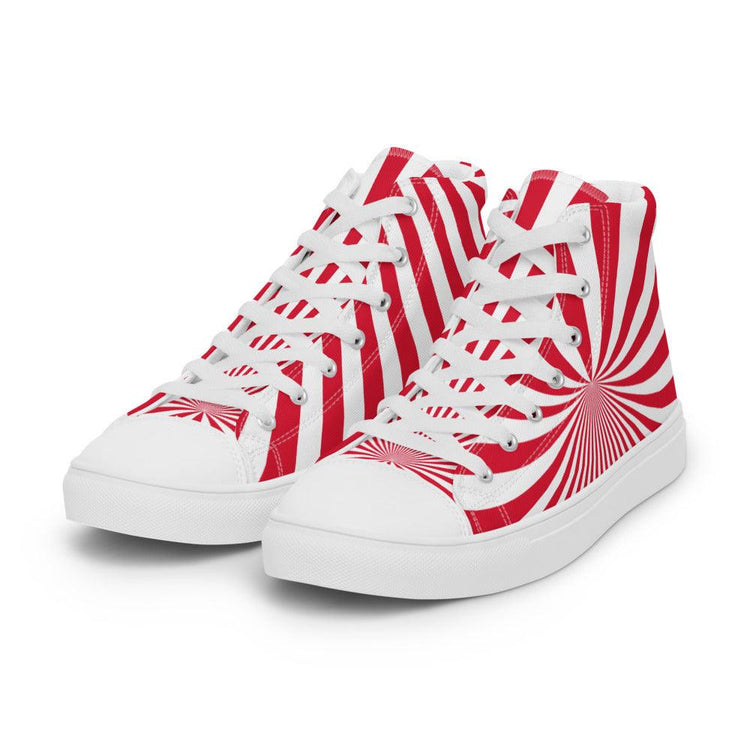 Peppermint Twist Men’s High Top Canvas Shoes