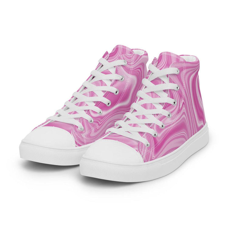 Pink Watermark Men’s High Top Canvas Shoes