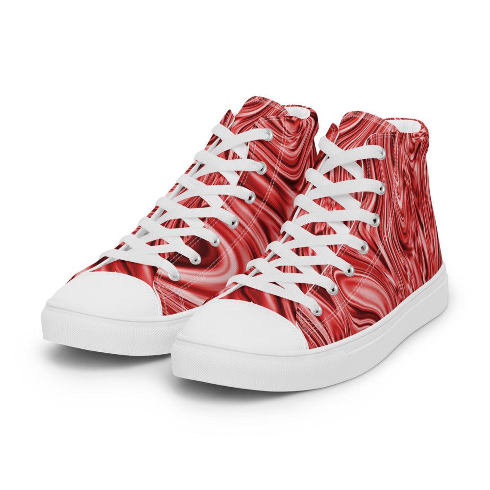 Red Marble Men’s High Top Canvas Shoes