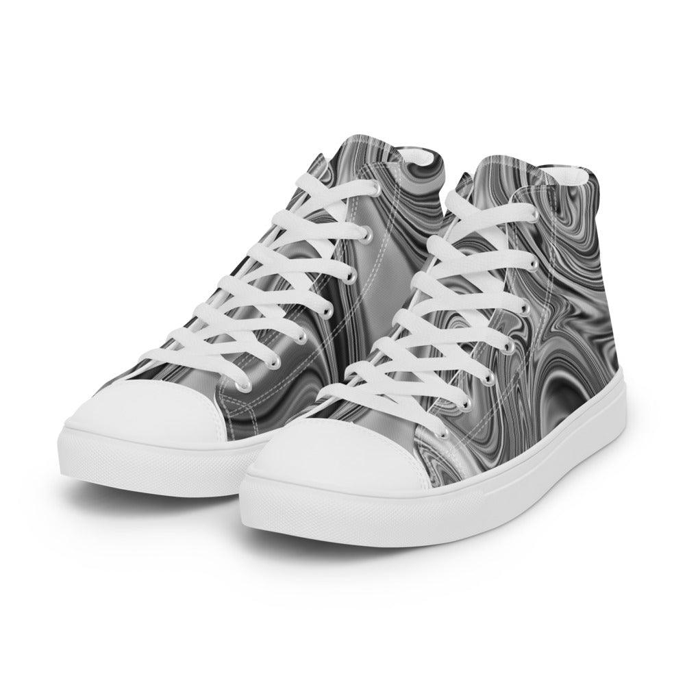 Black Marble Men’s High Top Canvas Shoes