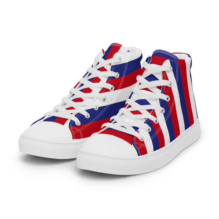 Stripes and More Stripes Men’s High Top Canvas Shoes - MessyBunFun - Your Destination for Stylish Unisex Clothing, Tops and bottoms - MessyBunFun.com