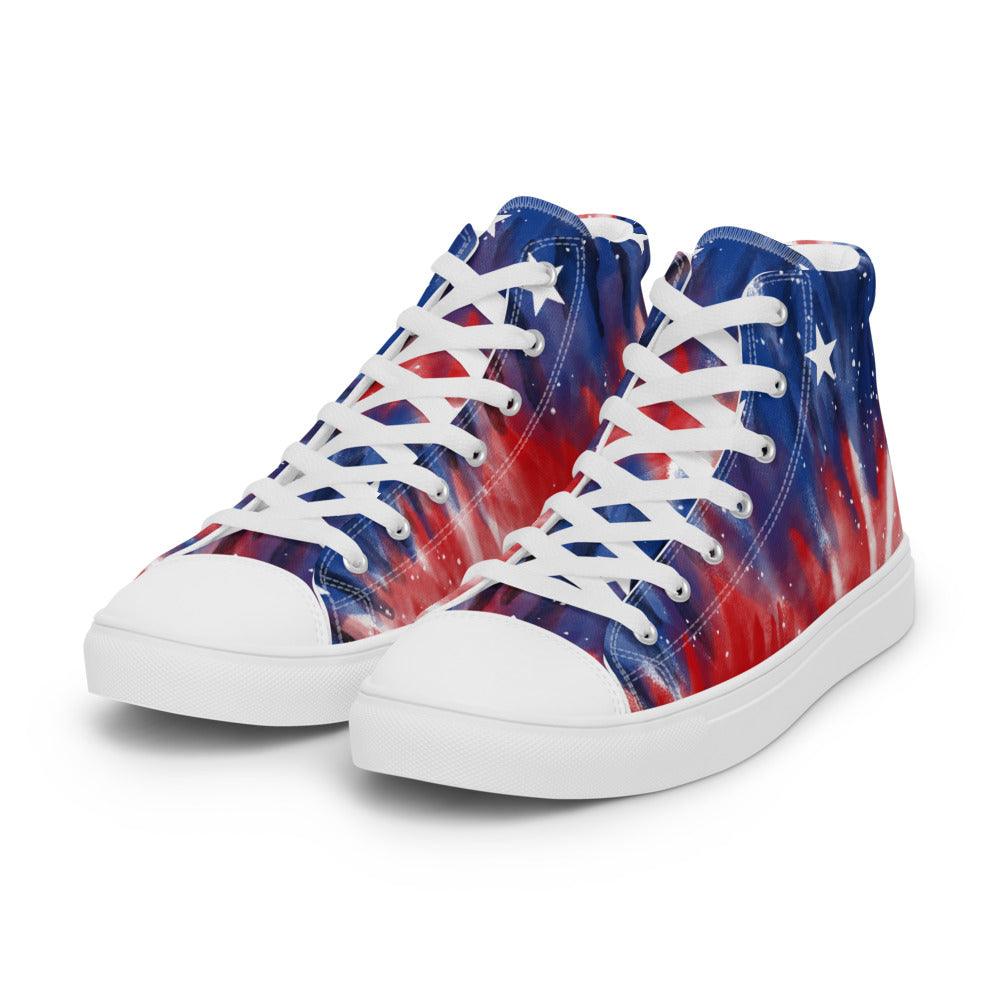 Celebrate USA Men’s High Top Canvas Shoes - MessyBunFun - Your Destination for Stylish Unisex Clothing, Tops and bottoms - MessyBunFun.com