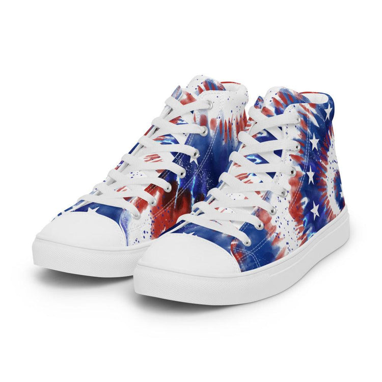 USA Tie-Dye Men’s High Top Canvas Shoes - MessyBunFun - Your Destination for Stylish Unisex Clothing, Tops and bottoms - MessyBunFun.com