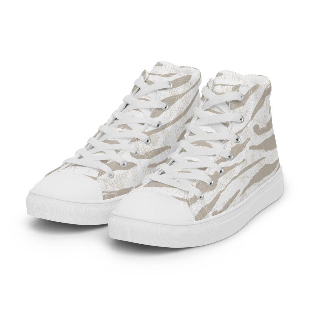 Muted Tiger Men’s High Top Canvas Shoes - MessyBunFun - Your Destination for Stylish Unisex Clothing, Tops and bottoms - MessyBunFun.com