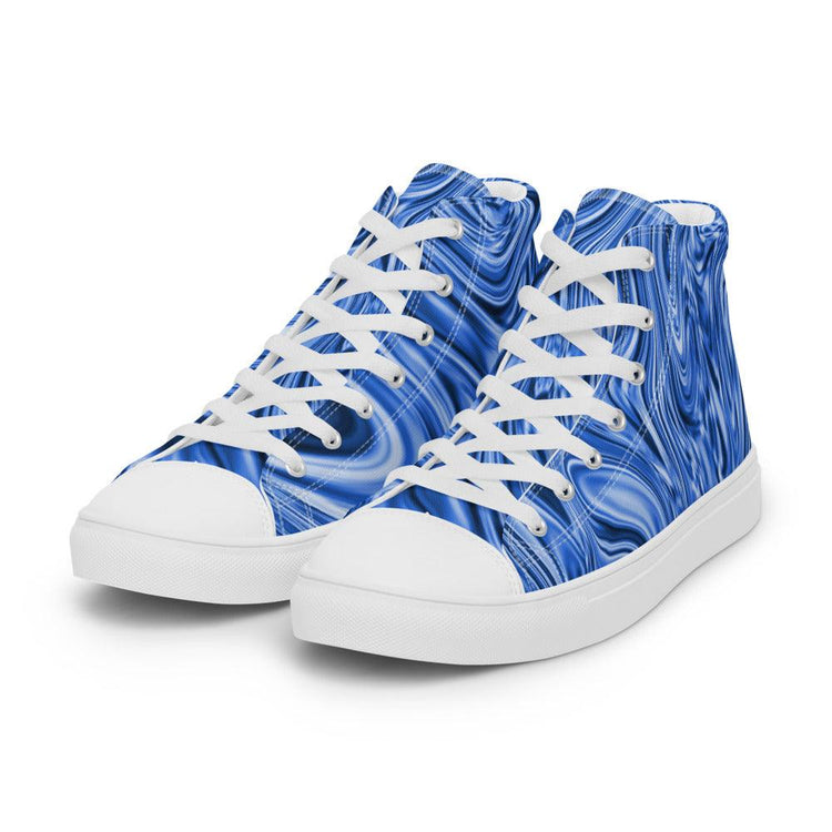 Blue Marble Men’s High Top Canvas Shoes - MessyBunFun - Your Destination for Stylish Unisex Clothing, Tops and bottoms - MessyBunFun.com