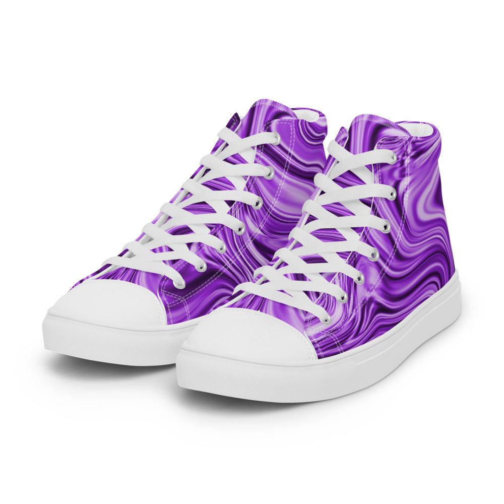 Purple Marble Men’s High Top Canvas Shoes - MessyBunFun - Your Destination for Stylish Unisex Clothing, Tops and bottoms - MessyBunFun.com