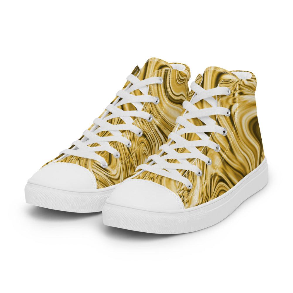 Gold Marble Men’s High Top Canvas Shoes - MessyBunFun - Your Destination for Stylish Unisex Clothing, Tops and bottoms - MessyBunFun.com