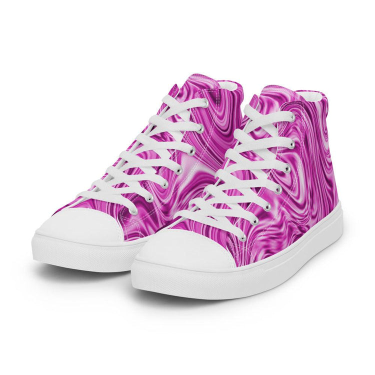 Pink Marble Men’s High Top Canvas Shoes - MessyBunFun - Your Destination for Stylish Unisex Clothing, Tops and bottoms - MessyBunFun.com