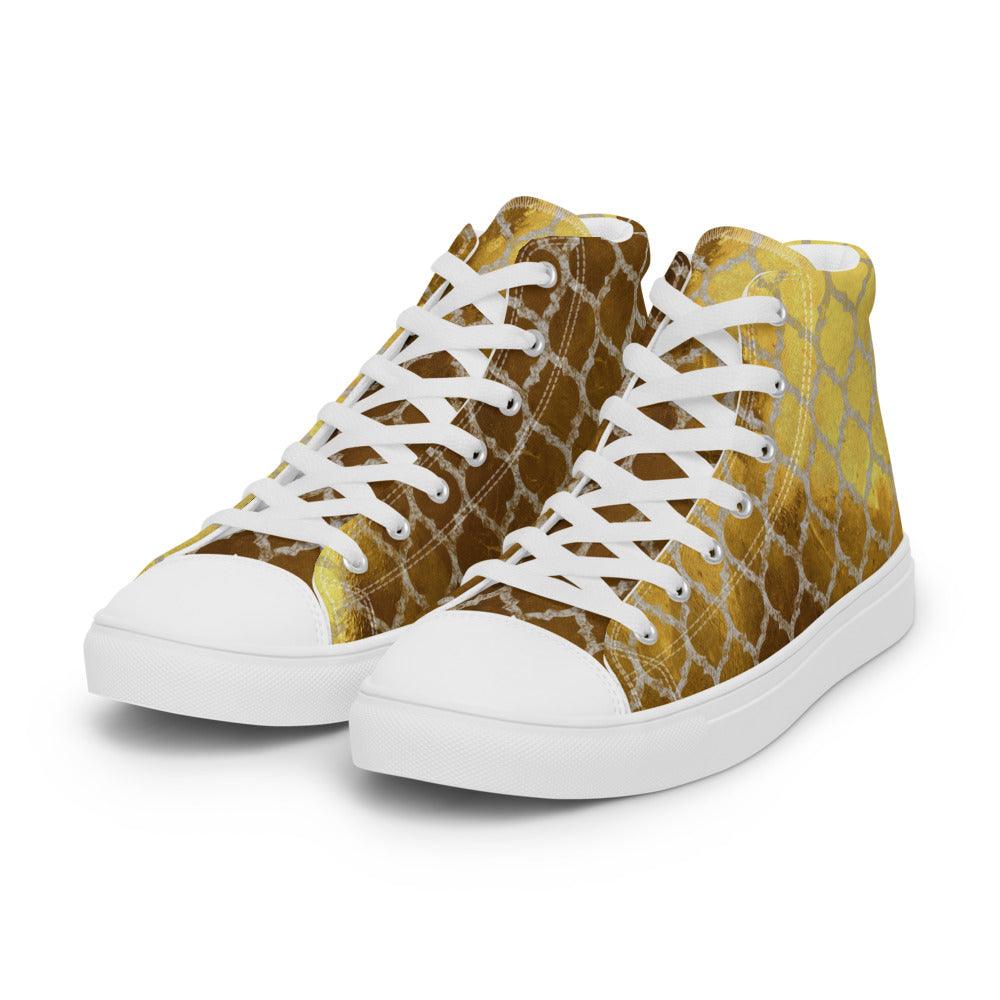 Golden Morocco Men’s High Top Canvas Shoes - MessyBunFun - Your Destination for Stylish Unisex Clothing, Tops and bottoms - MessyBunFun.com