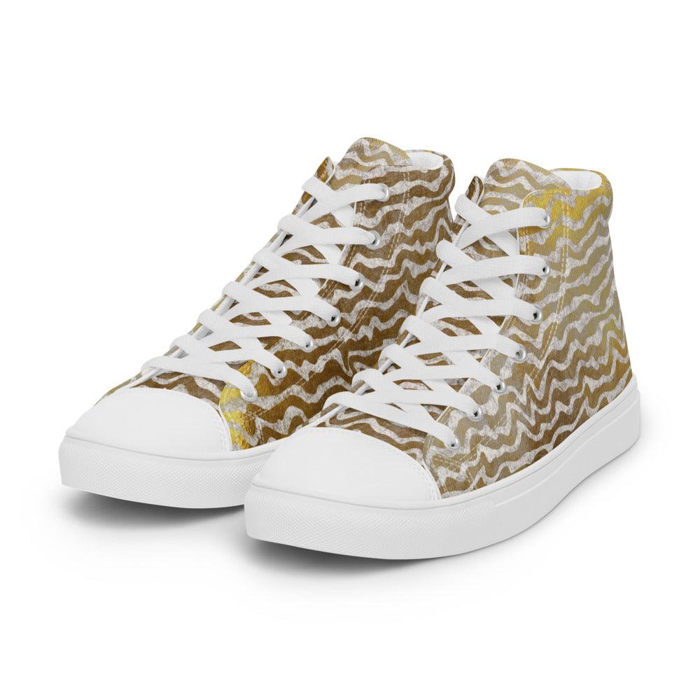 Golden Static Men’s High Top Canvas Shoes - MessyBunFun - Your Destination for Stylish Unisex Clothing, Tops and bottoms - MessyBunFun.com