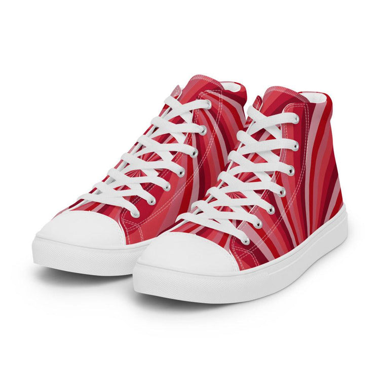 Red Sunrise Men’s High Top Canvas Shoes - MessyBunFun - Your Destination for Stylish Unisex Clothing, Tops and bottoms - MessyBunFun.com