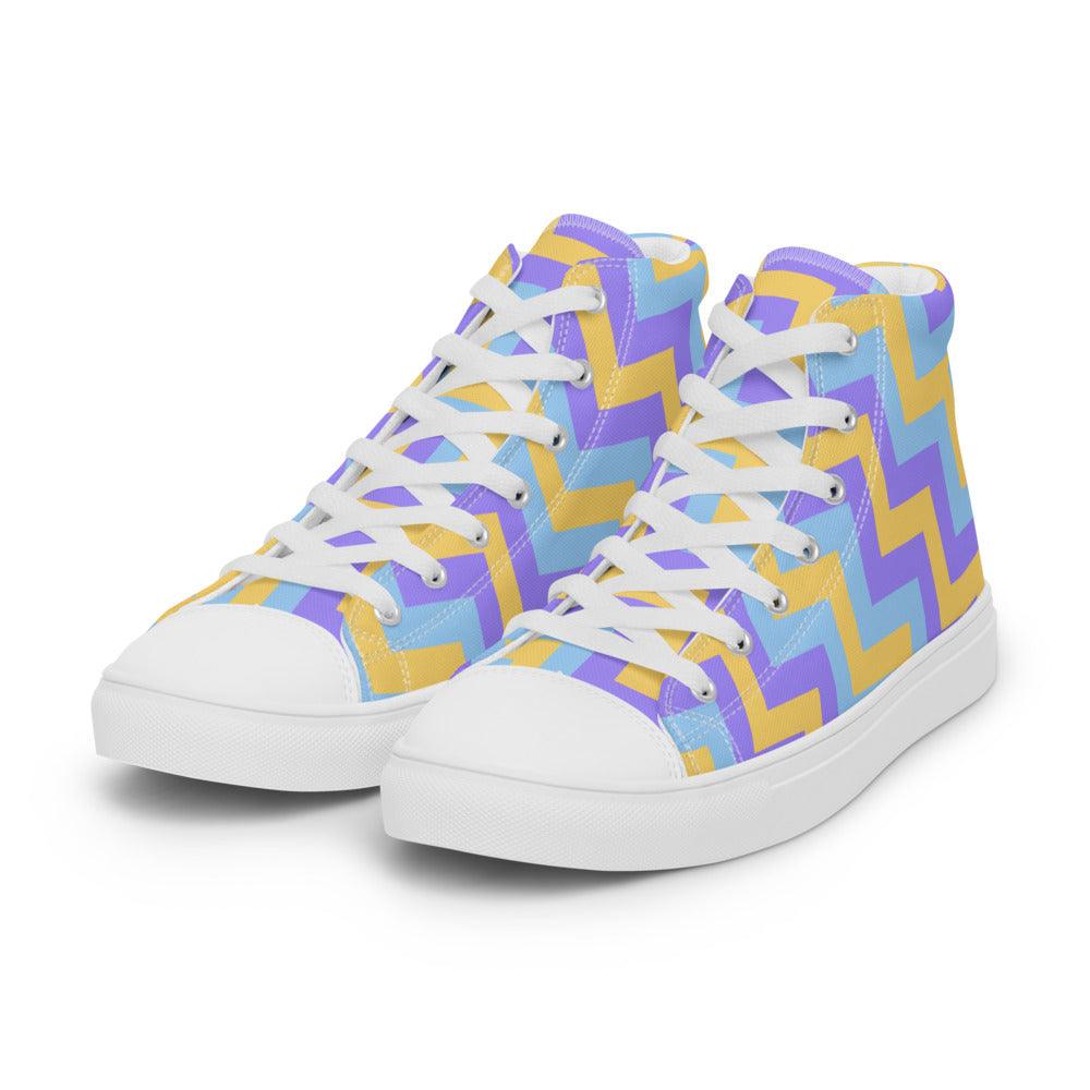 Silly Zigzag Men’s High Top Canvas Shoes