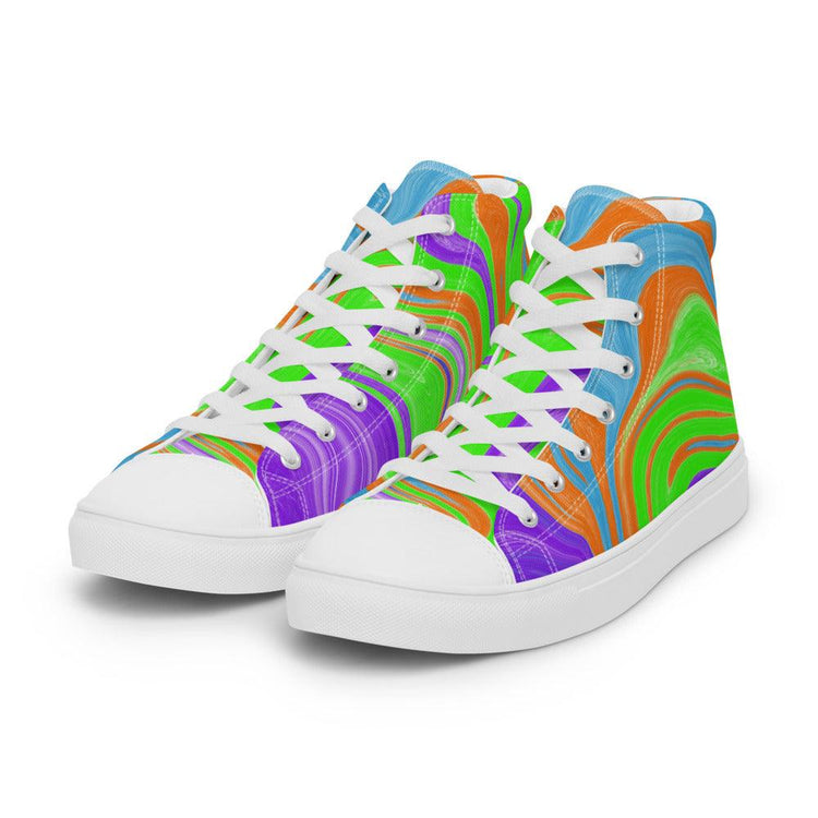 Neon Spill Men’s High Top Canvas Shoes - MessyBunFun - Your Destination for Stylish Unisex Clothing, Tops and bottoms - MessyBunFun.com