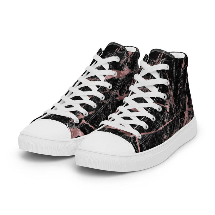 Bubble Gum Black Splatter Men’s High Top Canvas Shoes - MessyBunFun - Your Destination for Stylish Unisex Clothing, Tops and bottoms - MessyBunFun.com