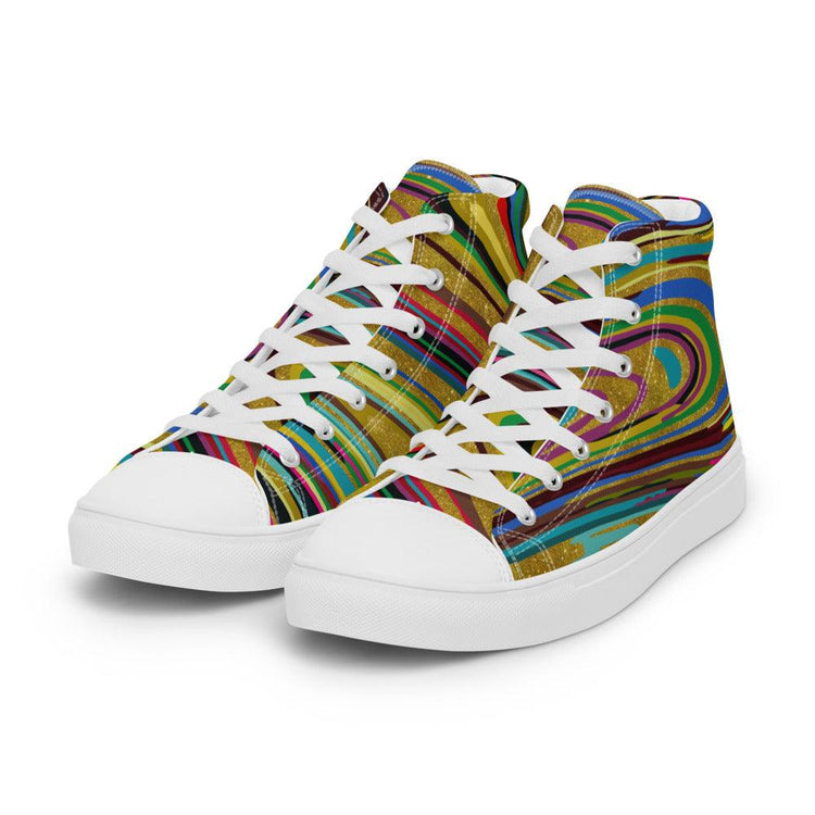 Multi Swirl Men’s High Top Canvas Shoes - MessyBunFun - Your Destination for Stylish Unisex Clothing, Tops and bottoms - MessyBunFun.com