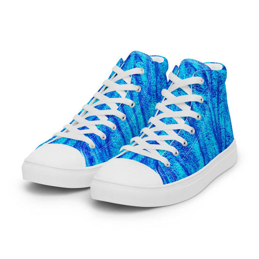 Blue on Blue Men’s High Top Canvas Shoes - MessyBunFun - Your Destination for Stylish Unisex Clothing, Tops and bottoms - MessyBunFun.com