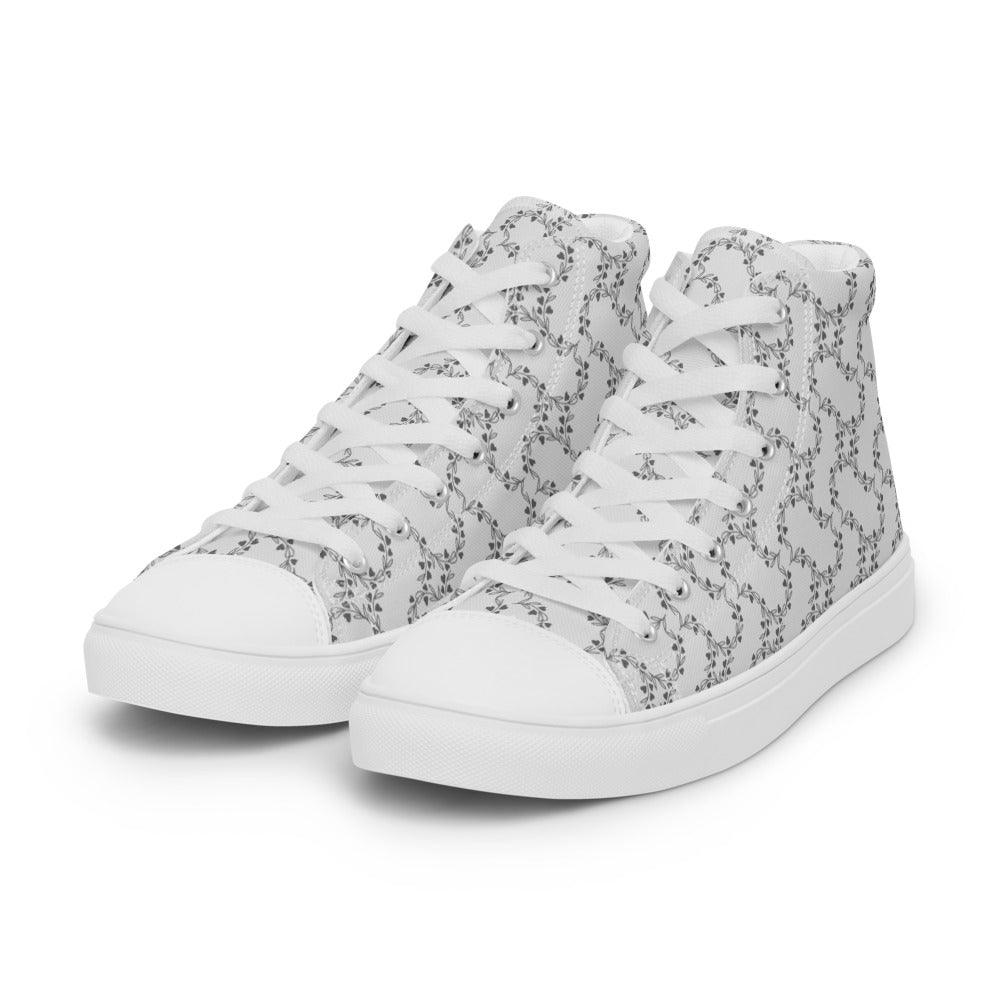 White Vines Men’s High Top Canvas Shoes - MessyBunFun - Your Destination for Stylish Unisex Clothing, Tops and bottoms - MessyBunFun.com