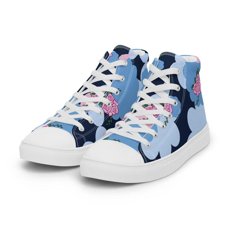 Midnight Roses Men’s High Top Canvas Shoes - MessyBunFun - Your Destination for Stylish Unisex Clothing, Tops and bottoms - MessyBunFun.com