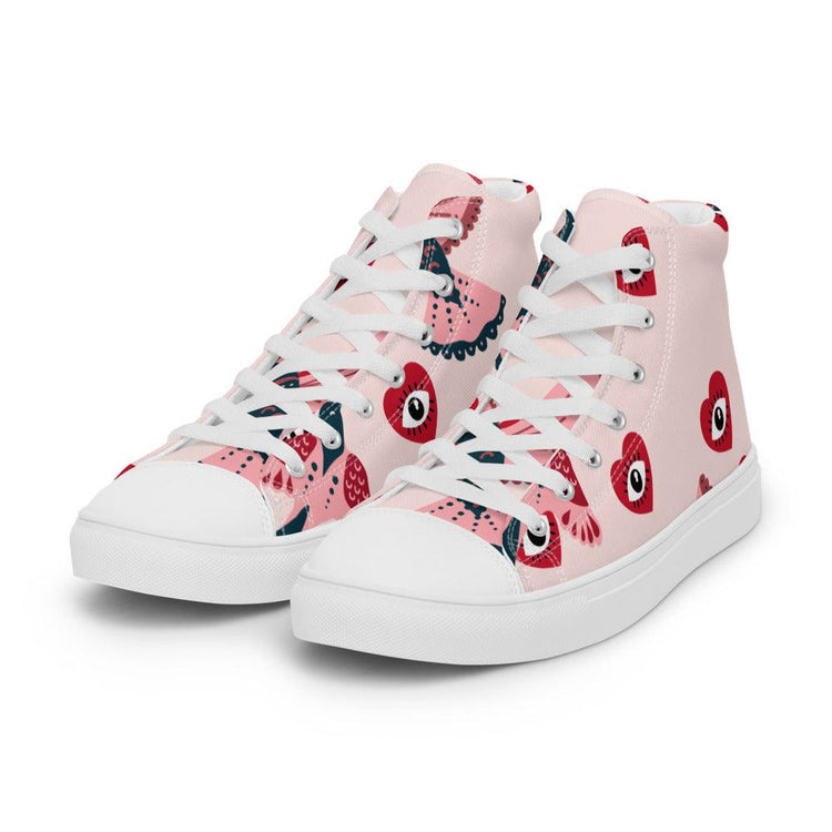 Watching You Men’s High Top Canvas Shoes - MessyBunFun - Your Destination for Stylish Unisex Clothing, Tops and bottoms - MessyBunFun.com