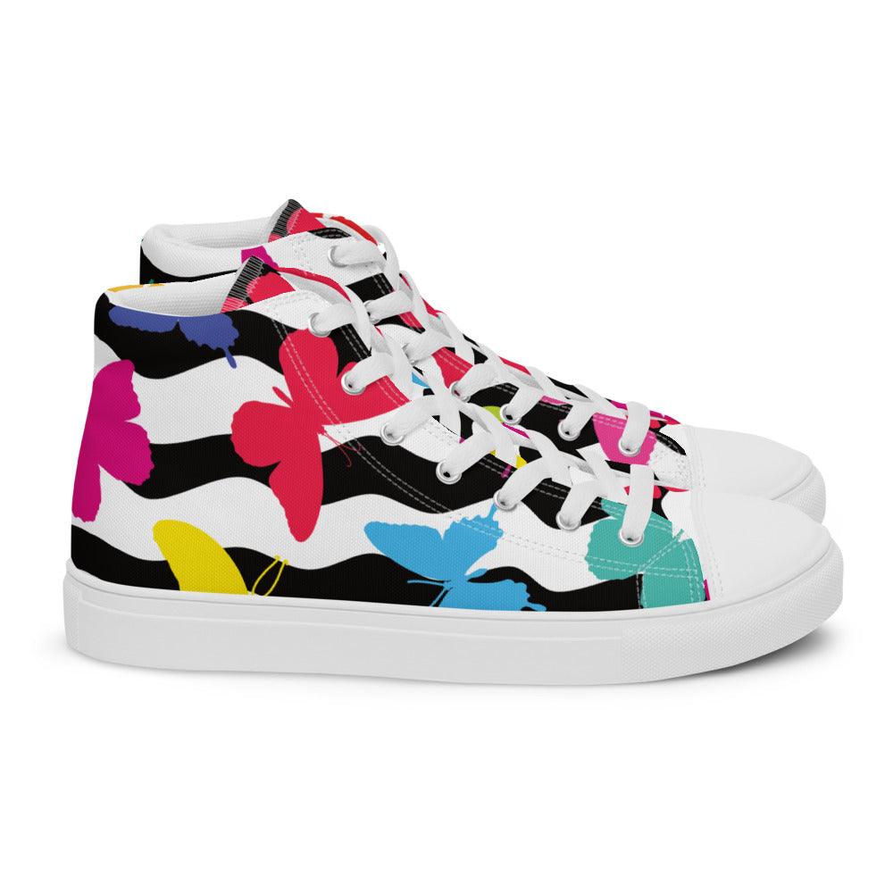 Butterfly Zig Zag Men’s High Top Canvas Shoes - MessyBunFun - Your Destination for Stylish Unisex Clothing, Tops and bottoms - MessyBunFun.com