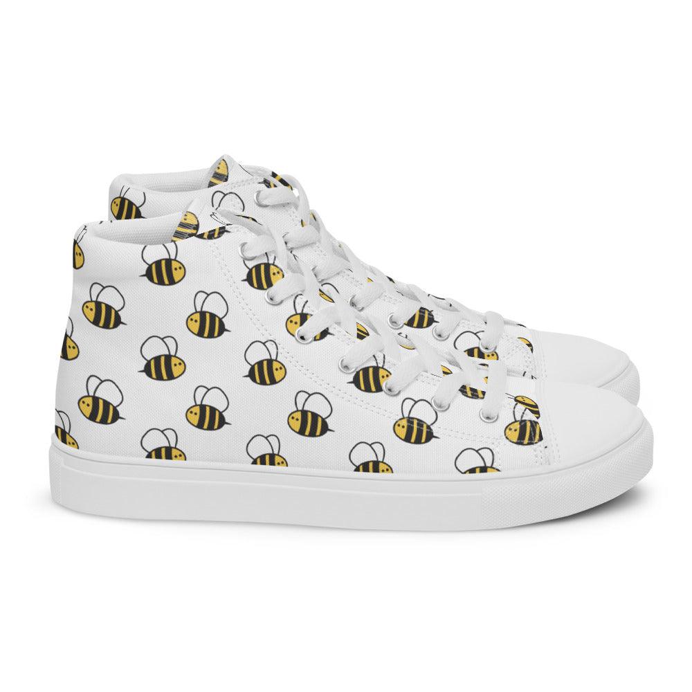 Bees on the Way Men’s High Top Canvas Shoes