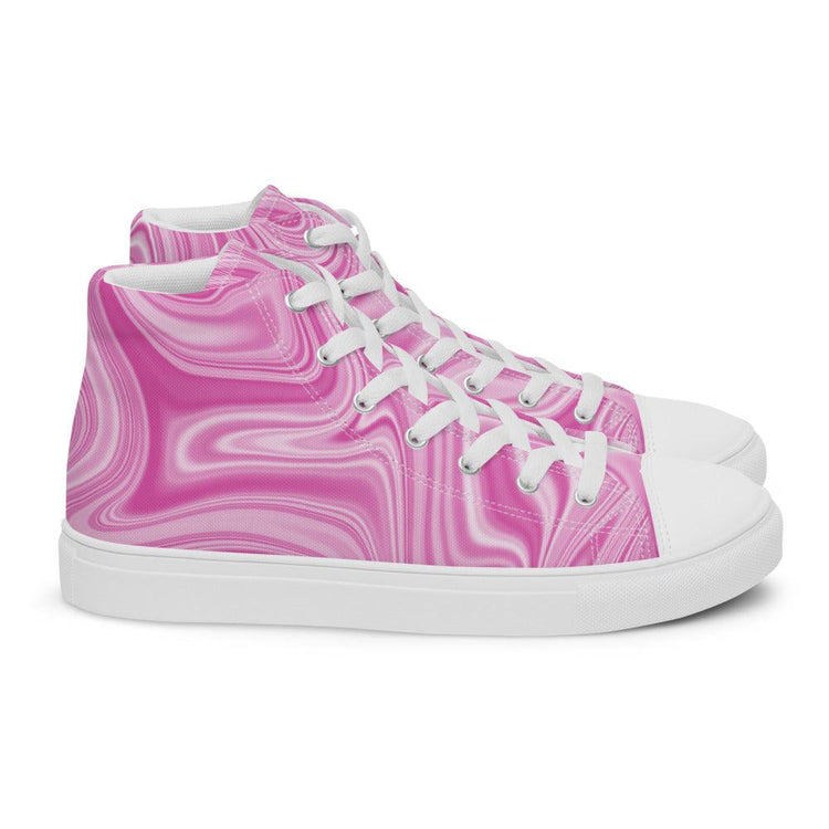 Pink Watermark Men’s High Top Canvas Shoes