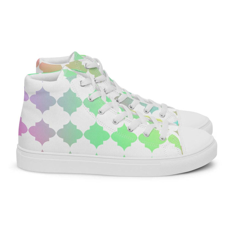 Moroccan Madness Men’s High Top Canvas Shoes - MessyBunFun - Your Destination for Stylish Unisex Clothing, Tops and bottoms - MessyBunFun.com