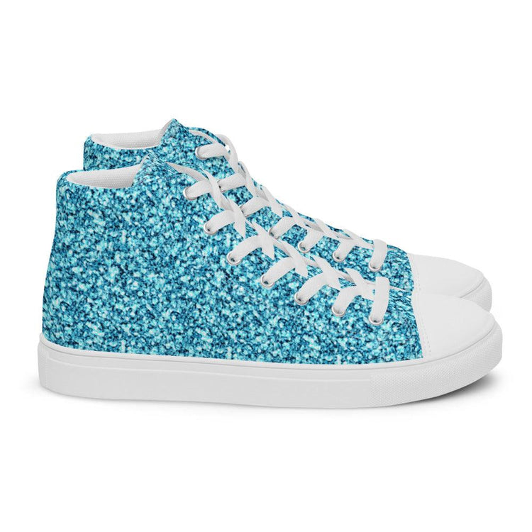 Chunky Teal Glitter Men’s High Top Canvas Shoes - MessyBunFun - Your Destination for Stylish Unisex Clothing, Tops and bottoms - MessyBunFun.com