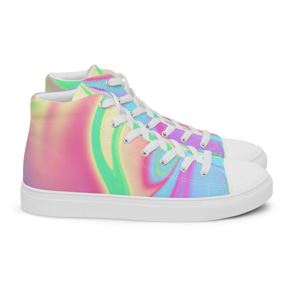 Tie-Dye Multi Swirl Men’s High Top Canvas Shoes - MessyBunFun - Your Destination for Stylish Unisex Clothing, Tops and bottoms - MessyBunFun.com