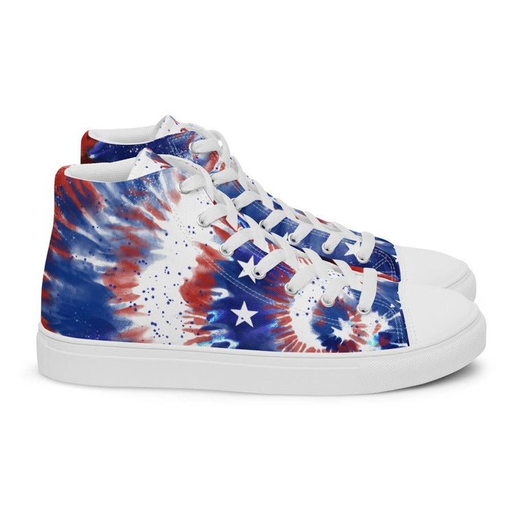 USA Tie-Dye Men’s High Top Canvas Shoes - MessyBunFun - Your Destination for Stylish Unisex Clothing, Tops and bottoms - MessyBunFun.com