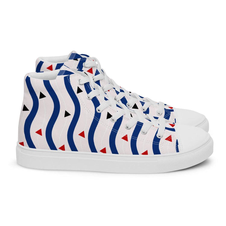 Triangle and Waves Men’s High Top Canvas Shoes - MessyBunFun - Your Destination for Stylish Unisex Clothing, Tops and bottoms - MessyBunFun.com