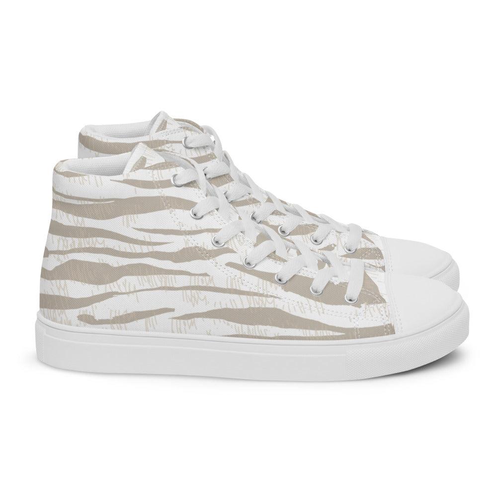 Muted Tiger Men’s High Top Canvas Shoes - MessyBunFun - Your Destination for Stylish Unisex Clothing, Tops and bottoms - MessyBunFun.com