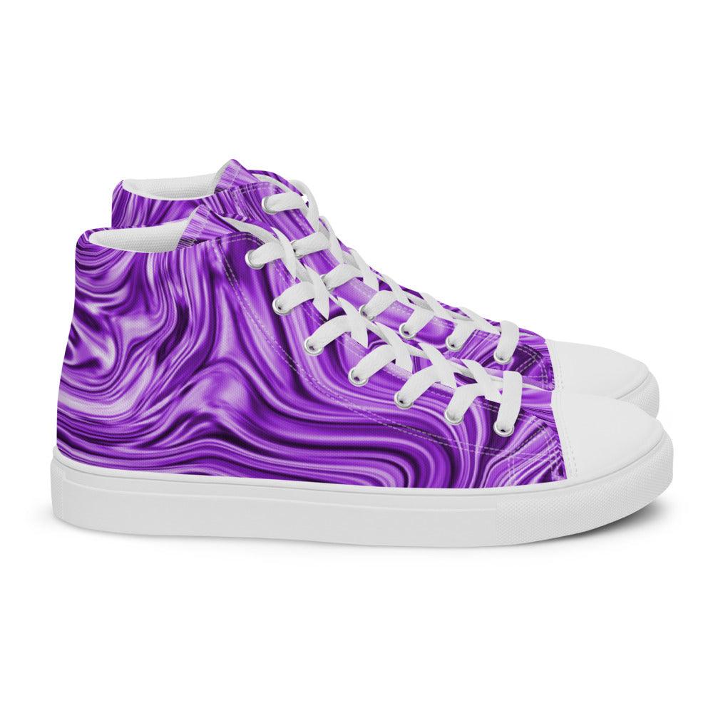 Purple Marble Men’s High Top Canvas Shoes - MessyBunFun - Your Destination for Stylish Unisex Clothing, Tops and bottoms - MessyBunFun.com