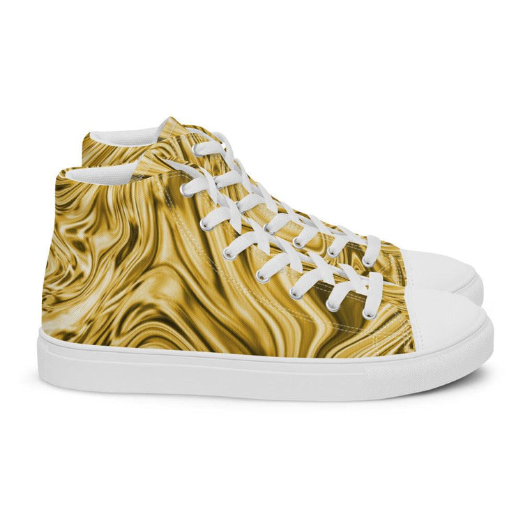 Gold Marble Men’s High Top Canvas Shoes - MessyBunFun - Your Destination for Stylish Unisex Clothing, Tops and bottoms - MessyBunFun.com